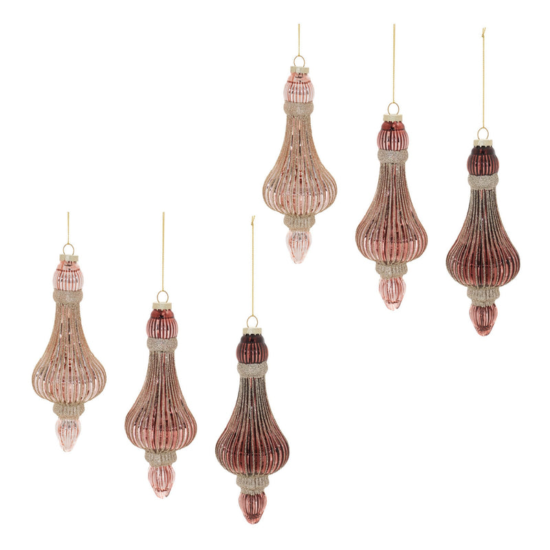 Melrose Ribbed Glass Drop Ornament (Set of 6)