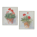 Melrose Framed Potted Geranium Print Wall Decor, Rustic, Plastic