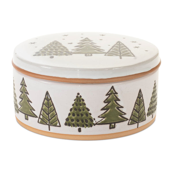 Melrose Ceramic Pine Tree Canister with Lid 7.75"D