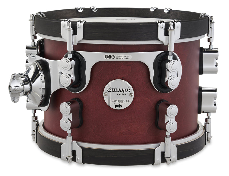 PDP Concept Classic 7x10" Mounted Tom – Ox Blood Stain w/ Ebony Stain Hoops