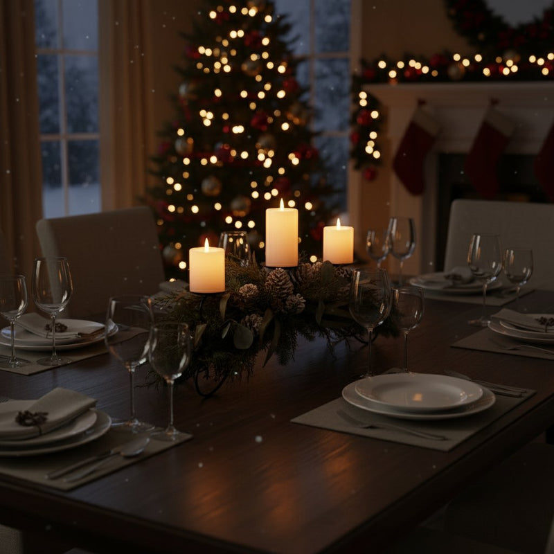 Melrose Mixed Pine Candle Holder Centerpiece 32"L