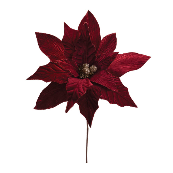 Melrose Glittered Poinsettia Flower Stem (Set of 6)