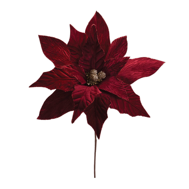 Melrose Glittered Poinsettia Flower Stem (Set of 6)