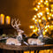 Melrose Glittered Deer with Holly Wreath (Set of 2)