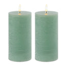 Melrose FIA Wick Green Pillar Candle (Set of 2)