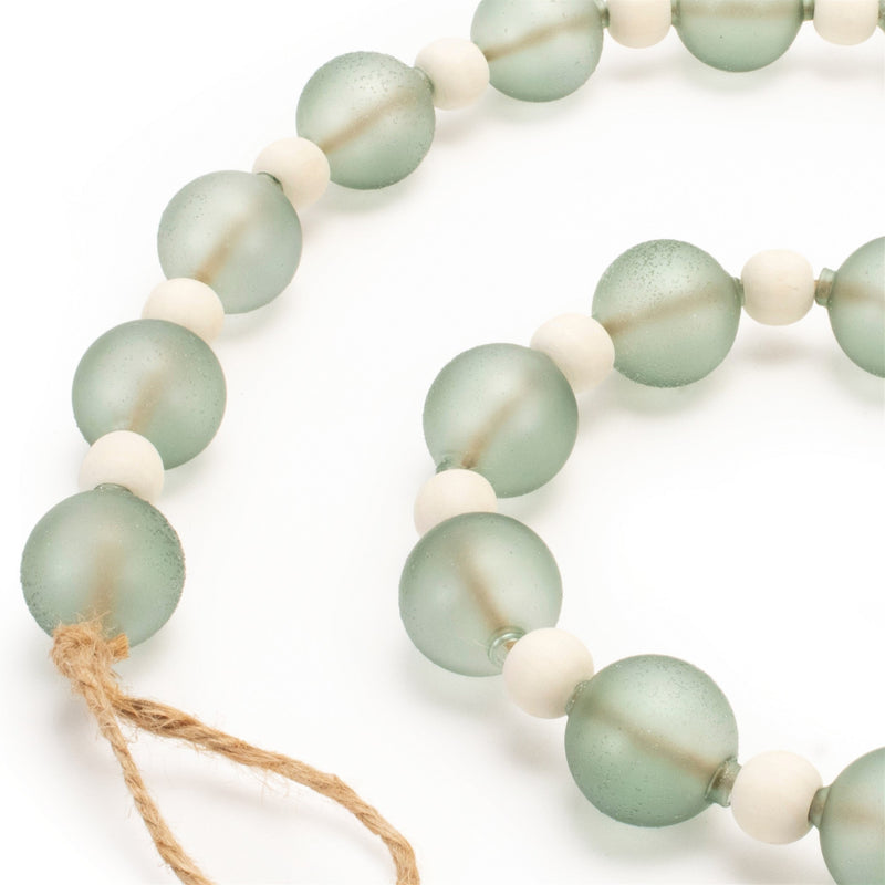 Melrose Green Glass and Wood Bead Garland (Set of 2)