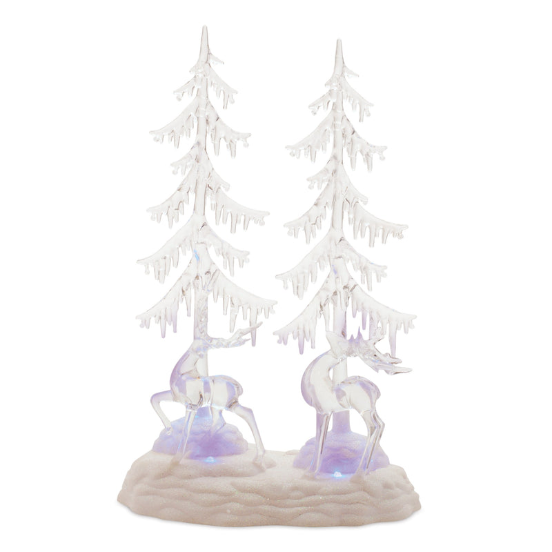 Melrose Multicolored LED Deer and Trees 15"H