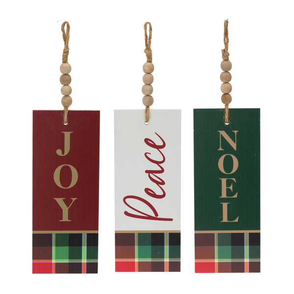 Wood Sentiment Tag Ornament (Set of 12)