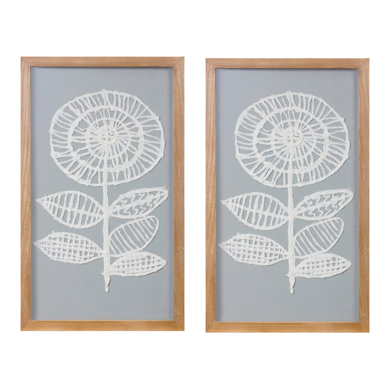Melrose Framed Paper Mache Flower Wall Art, Modern, Wood