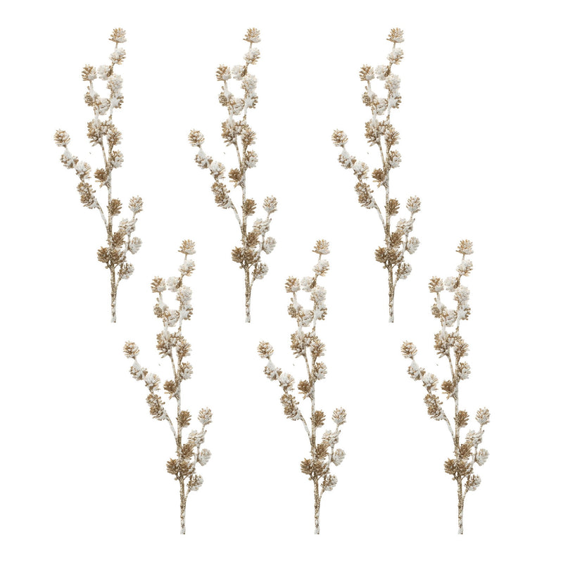 Melrose Snowy Glittered Pinecone Spray (Set of 6)