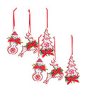 Nordic Snowflake Character Tree Ornament with Pine Bow Accent (Set of 6)