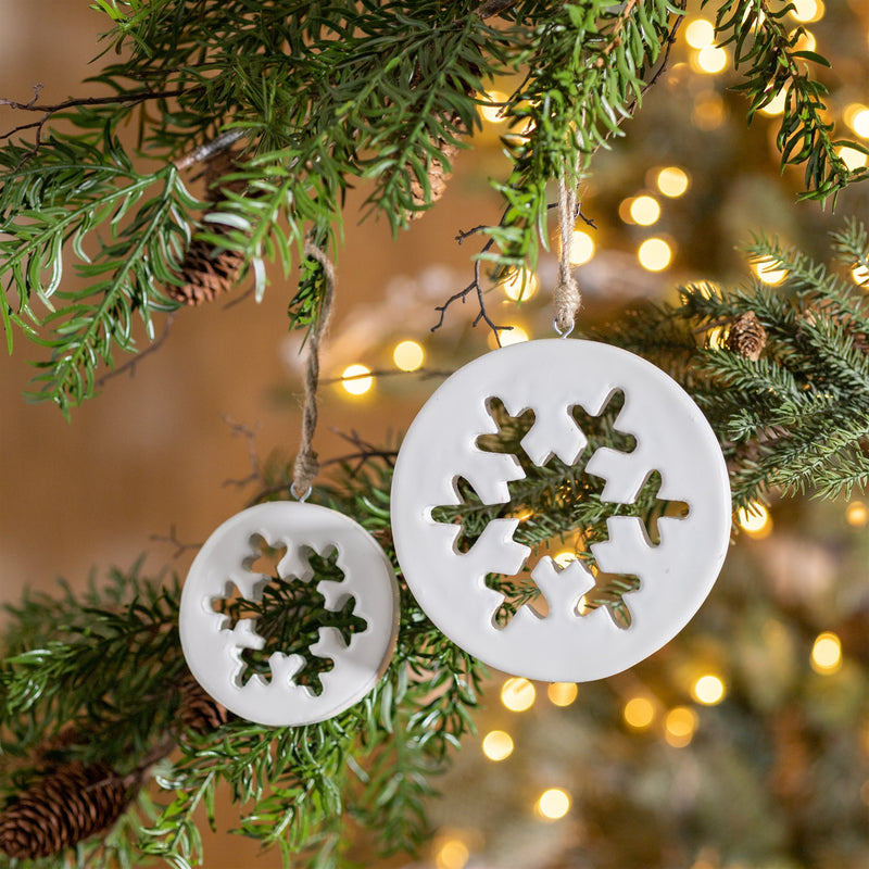 Melrose White Wood Snowflake Cut-Out Ornament (Set of 12)