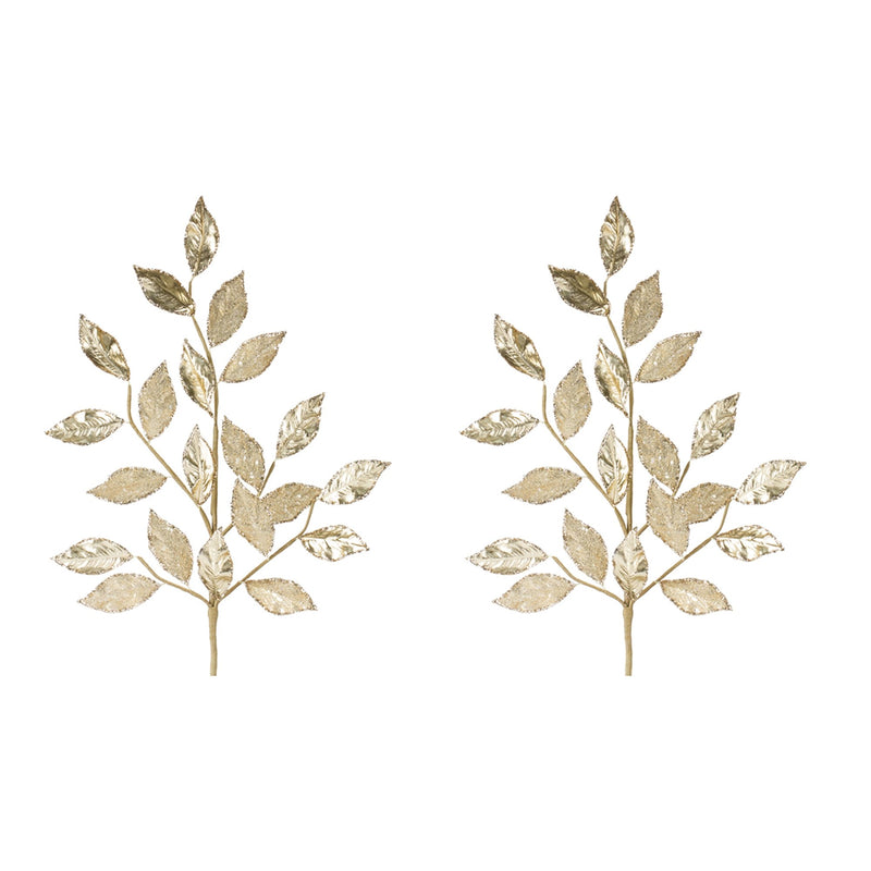 Melrose Glittered Leaf Spray (Set of 2)