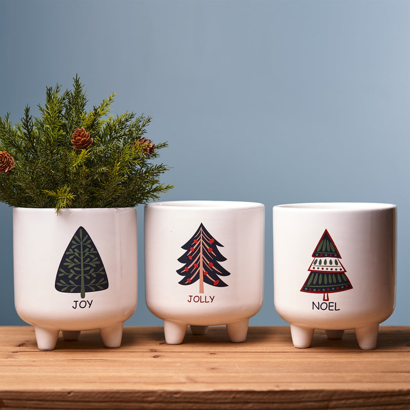 Melrose Footed Pine Tree Planter (Set of 3)