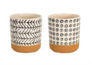 Melrose Geometric Patterned Pot with Terra Cotta Accent Set of 4 Planter