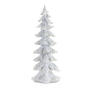 Melrose Flocked White Pine Tree with Carved Design (Set of 4)