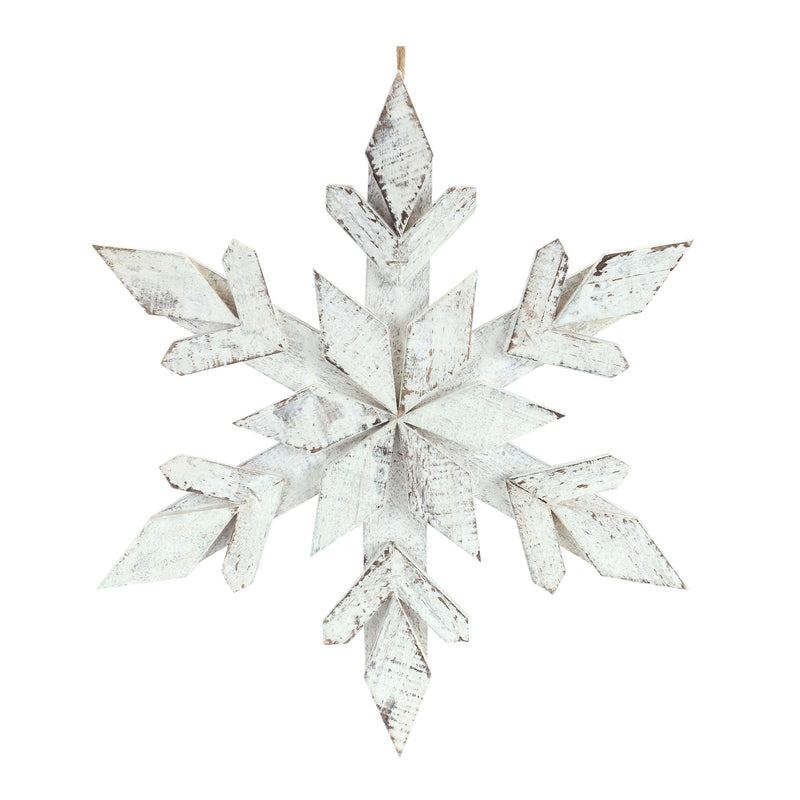 Melrose White Washed Wooden Snowflake Ornament (Set of 6)
