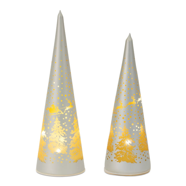 Melrose LED Frosted Glass Tree Decor (Set of 2)