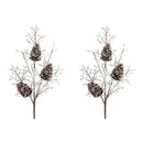 Melrose Iced Pinecone Twig Branch (Set of 2)