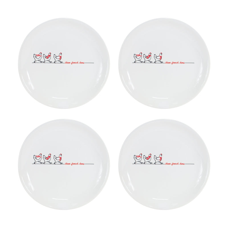 Melrose Stoneware Three French Hens Holiday Plate (Set of 4)