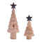 Melrose Natural Wood Tree with Metal Star (Set of 2)