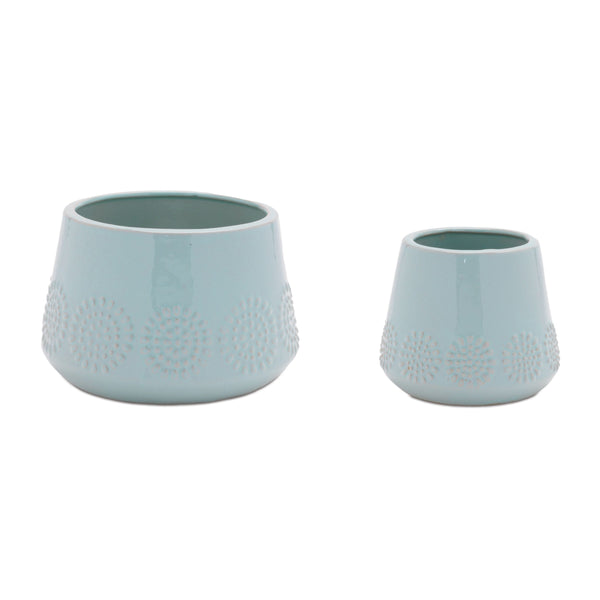 Melrose Ceramic Starburst Pattern Planter Set of 2 Planter, Ceramic