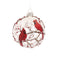 Snowy Cardinal Bird Ornament with Berry Branch Accent (Set of 6)