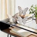 Melrose Stone Butterfly Shelf Sitter with White Washed Finish (Set of 3)