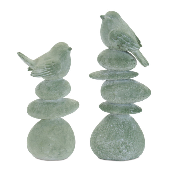 Melrose Bird on Rock Stack Figurine (Set of 4)