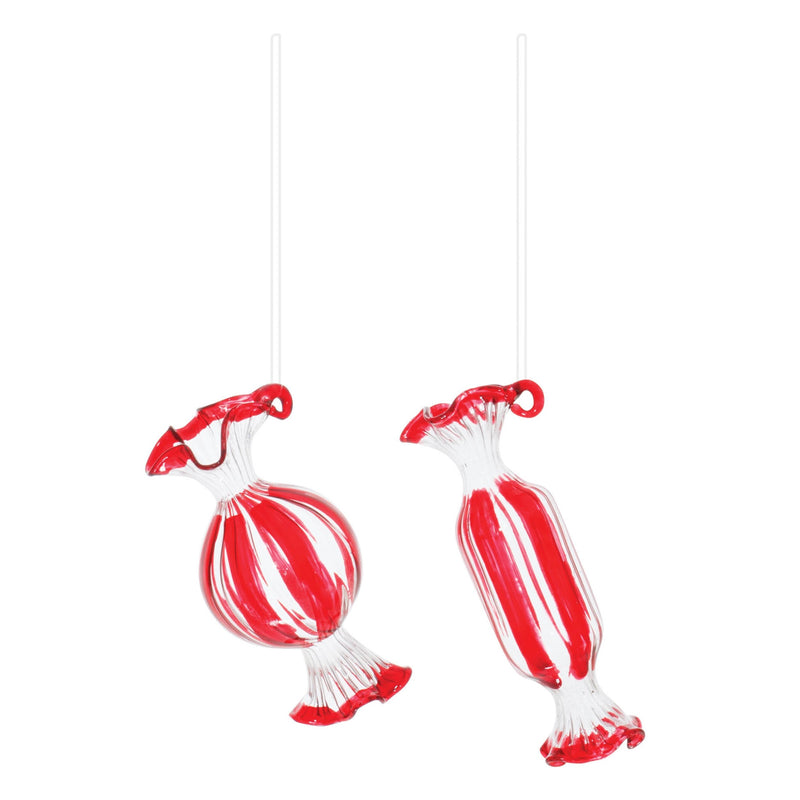 Melrose Glass Peppermint Candy Ornament (Set of 12)