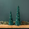 Melrose Green Beaded Leaf Pine Tree (Set of 2)