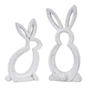 Melrose Carved Stone Bunny Outline Decor (Set of 2) Multicolor Home Accent