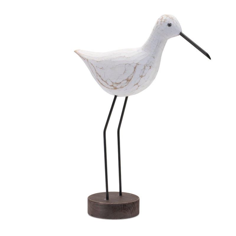 Melrose Carved Wood Sea Bird with Metal Stand (Set of 2)