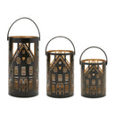 Melrose Punched Metal House Lantern (Set of 3)