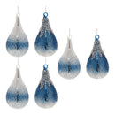 Melrose Navy Beaded Glass Teardrop Ornament (Set of 6)