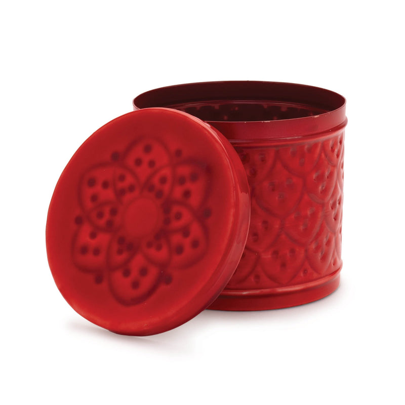 Melrose Red Metal Container with Lid (Set of 2)