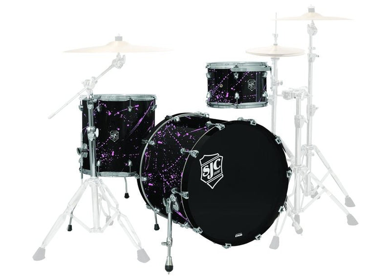 SJC Drums Navigator 12/16/22 3-Piece Shell Pack - Black with Pink Splatter