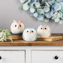 Melrose Whimsical Pastel Terra Cotta Owl Figurine (Set of 3) Multicolor