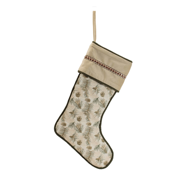Melrose Pine and Pinecone Print Stocking 20"H