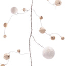 Melrose Wood Bead and Puff Ball Garland (Set of 2)