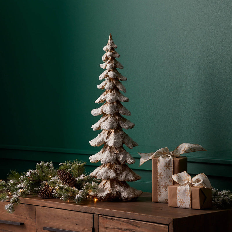 Melrose Gold Flocked Pine Tree 26"H