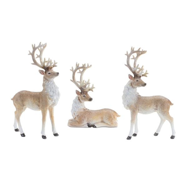 Melrose Glittered Holiday Deer Figurine (Set of 3)