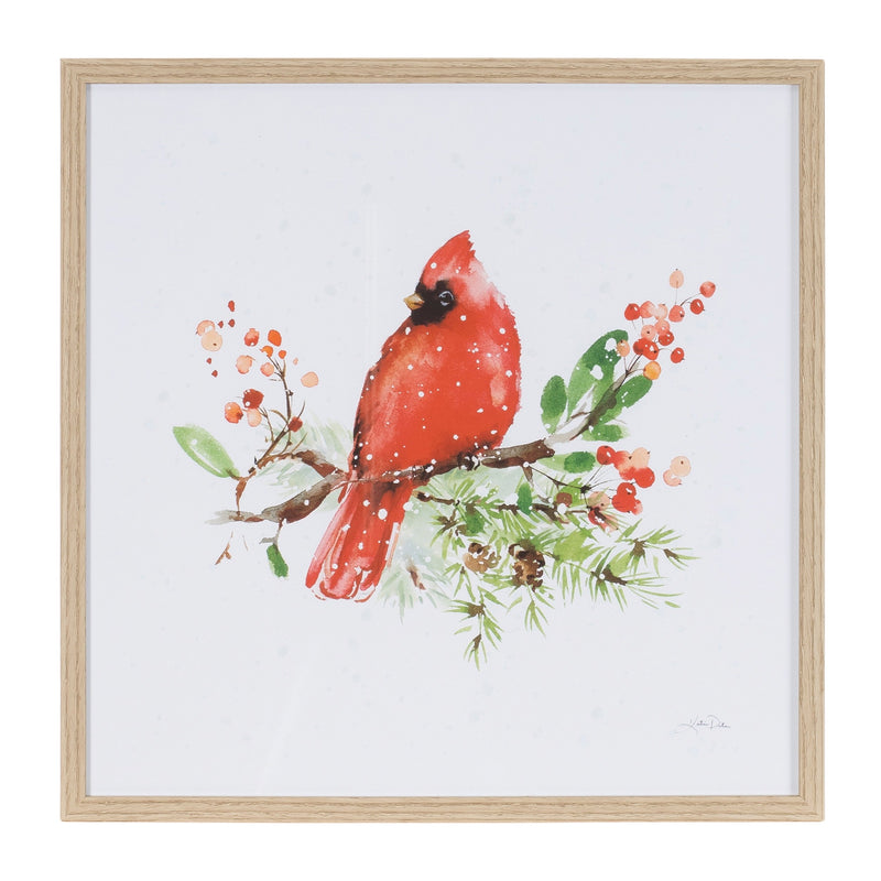 Melrose Framed Winter Cardinal Print Under Glass (Set of 2)