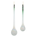 Green Iridescent Ribbed Glass Icicle Drop Ornament (Set of 12)