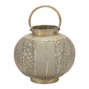 Melrose Distressed Punched Metal Lantern 8.5"D Rustic Copper  Green Decorative