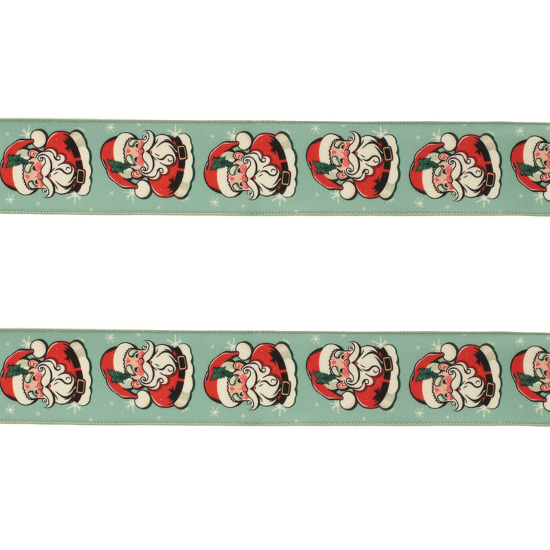 Melrose Nostalgic Santa Print Wired Ribbon (Set of 2)