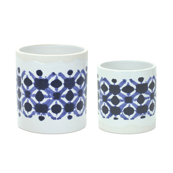 Melrose Tie-Dye Print Ceramic Pot Set of 2 Planter, Tie-Dye, Ceramic