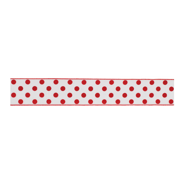 Melrose Red and White Polka Dot Wired Ribbon (Set of 2)