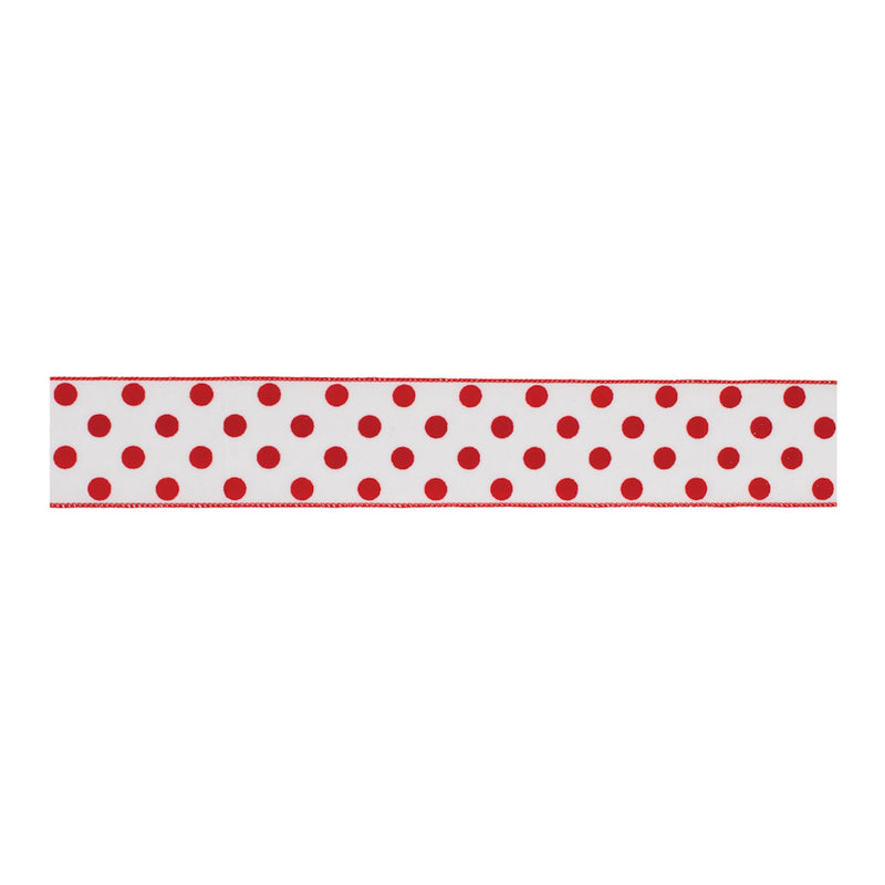 Melrose Red and White Polka Dot Wired Ribbon (Set of 2)