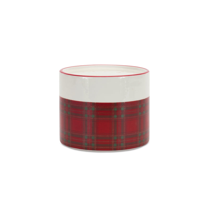 Melrose Winter Plaid Ceramic Candle Holder (Set of 2)
